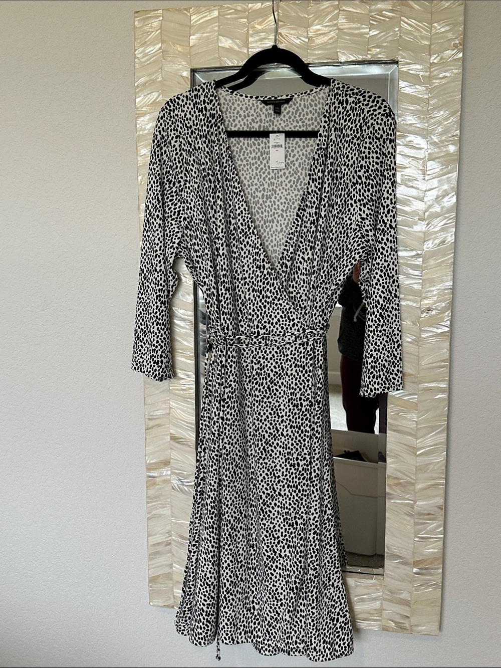 NWT Banana Republic Black and White Animal Print Wrap Dress